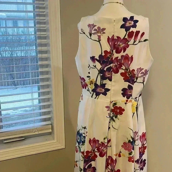 [14]Lauren Ralph Lauren Floral Print Sleeveless White A  Shape Dress - Picture 6 of 11